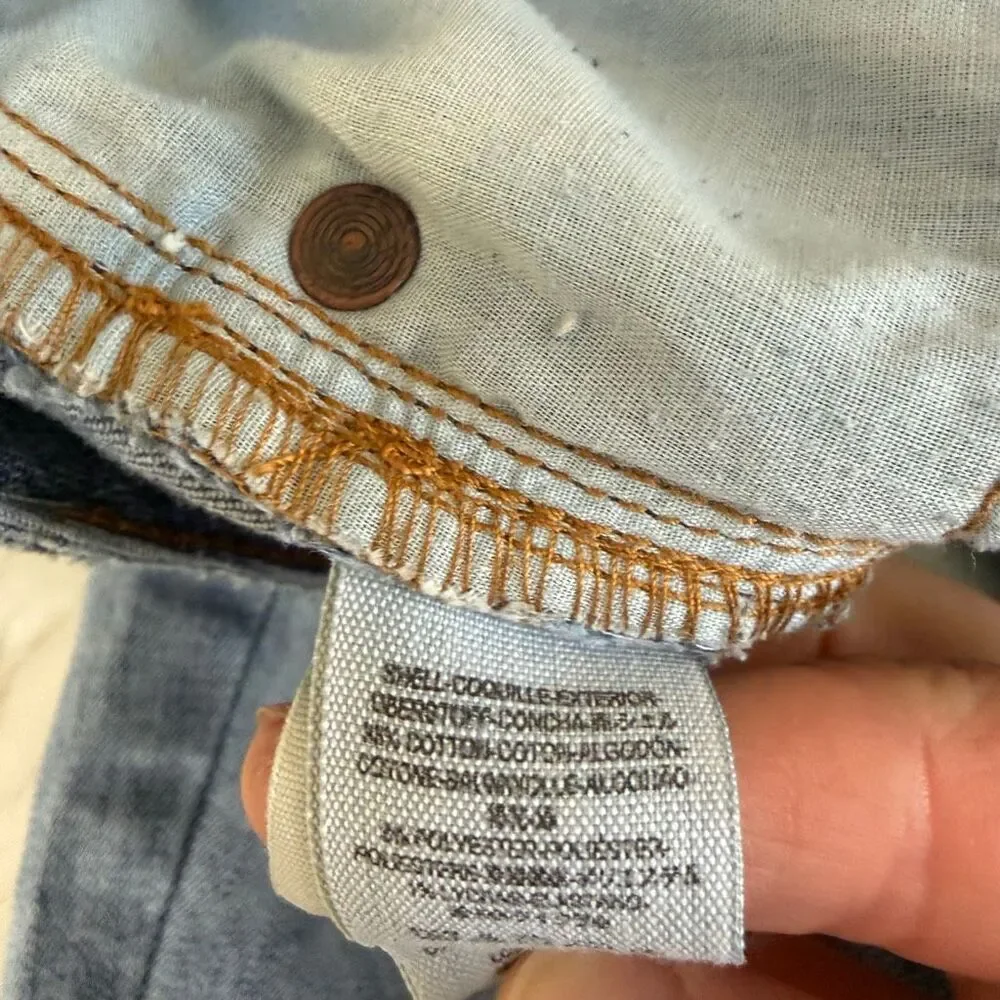 Free People Patched and Relaxed Skinny Camp Jeans raw hem size 30